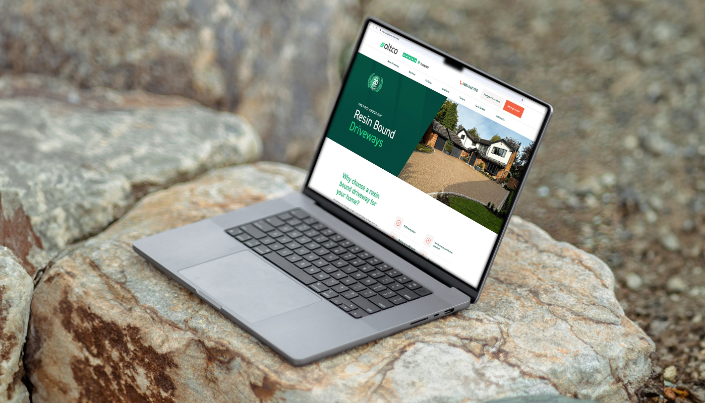 Oltco's new website on a laptop.