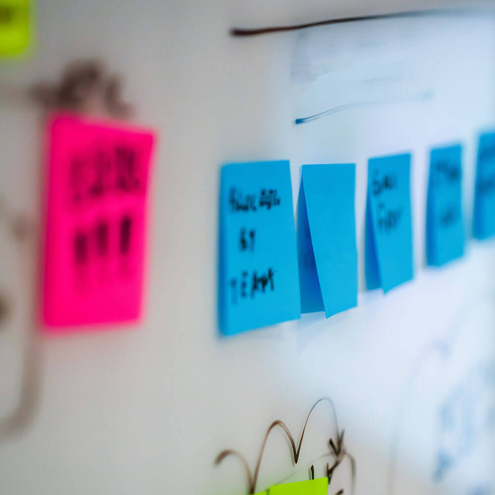 Discovery phase - Post It Notes on Whiteboard Discovery phase - Post It Notes on Whiteboard